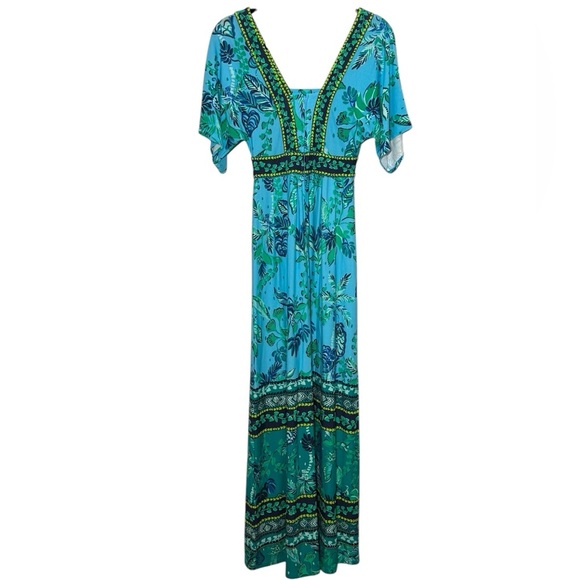 Lilly Pulitzer Ilia Maxi Dress Size 00 Blue Seabreeze Plant One On You NWOT - Picture 4 of 15